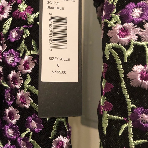 NWT Badgley Mischka Floral-Embroidered Dress - Picture 4 of 8